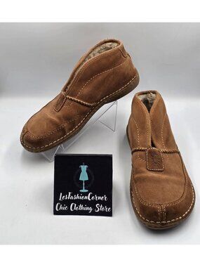UGG Mens Chestnut Suede Leather Shearling Lined Slip-On Slipper Shoes Sz 13 3808